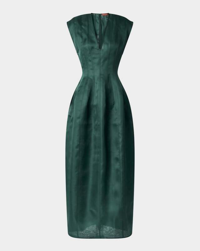 Bichette Paneled Cap-Sleeve Midi Dress